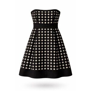 White House Black Market Strapless Eyelet Dress Black White Geometric Size 2